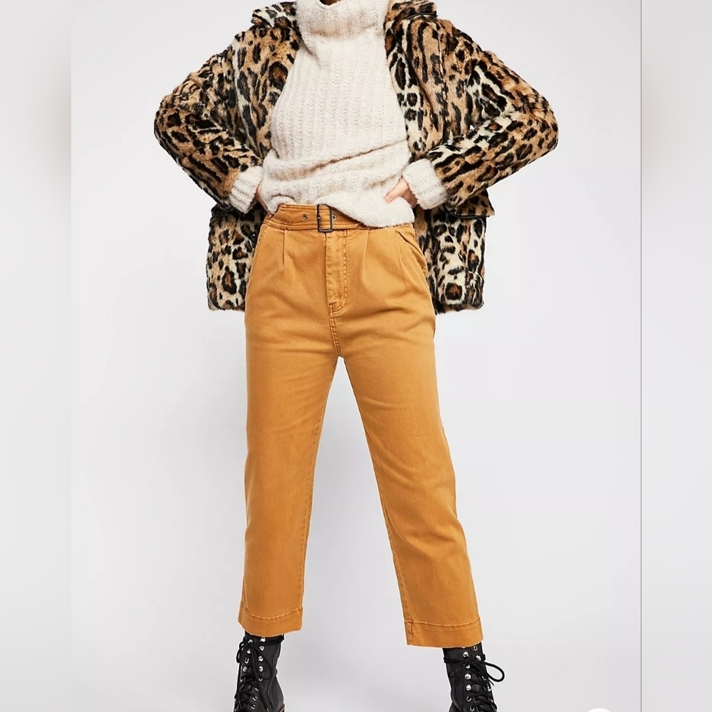 Free People Size 2 Seamed Like the Real Thing Trousers Hi-Rise Pleated Crop Pant - Picture 5 of 12